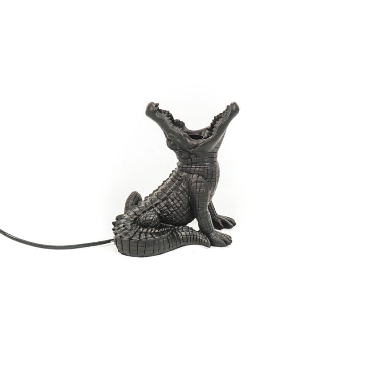 Krokodil Tischlampe aus Polyresin, Schwarz, LIGHTING Maisons 10x17x18.5 cm Monde | INDOOR du