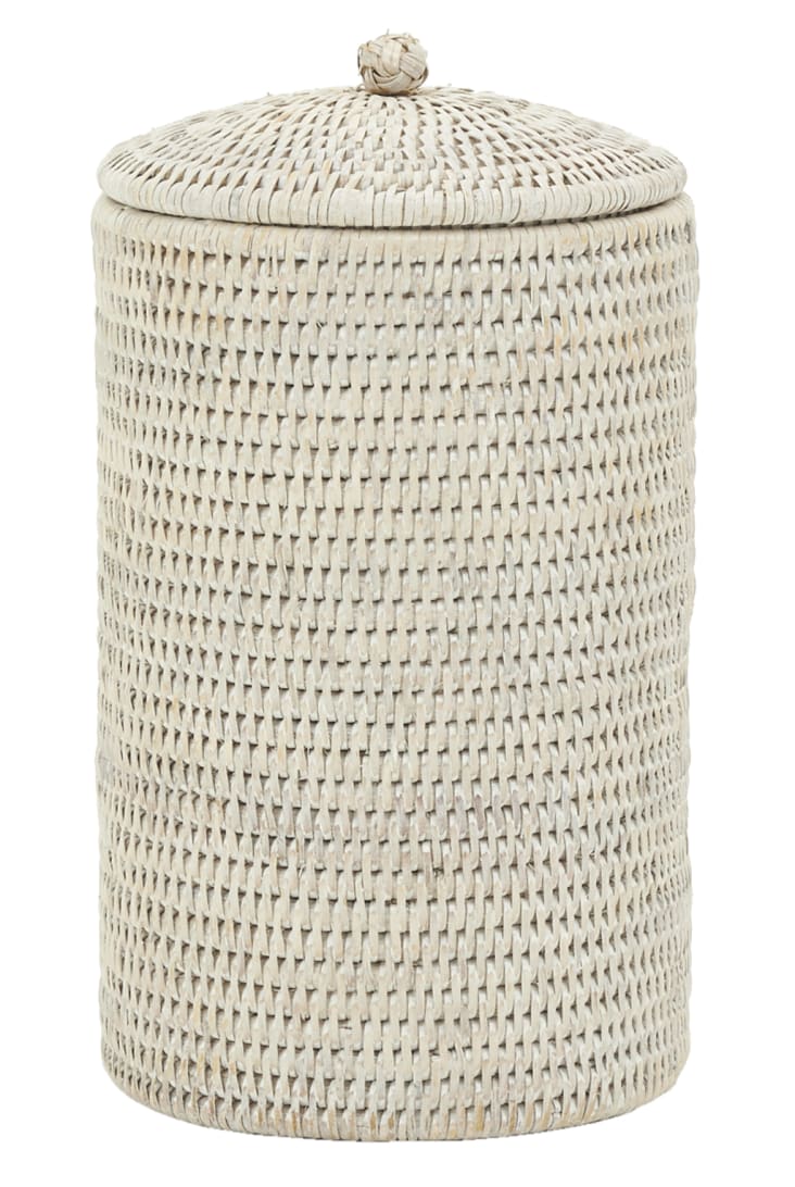 Panier tressé à papier toilette blanc H 47 cm