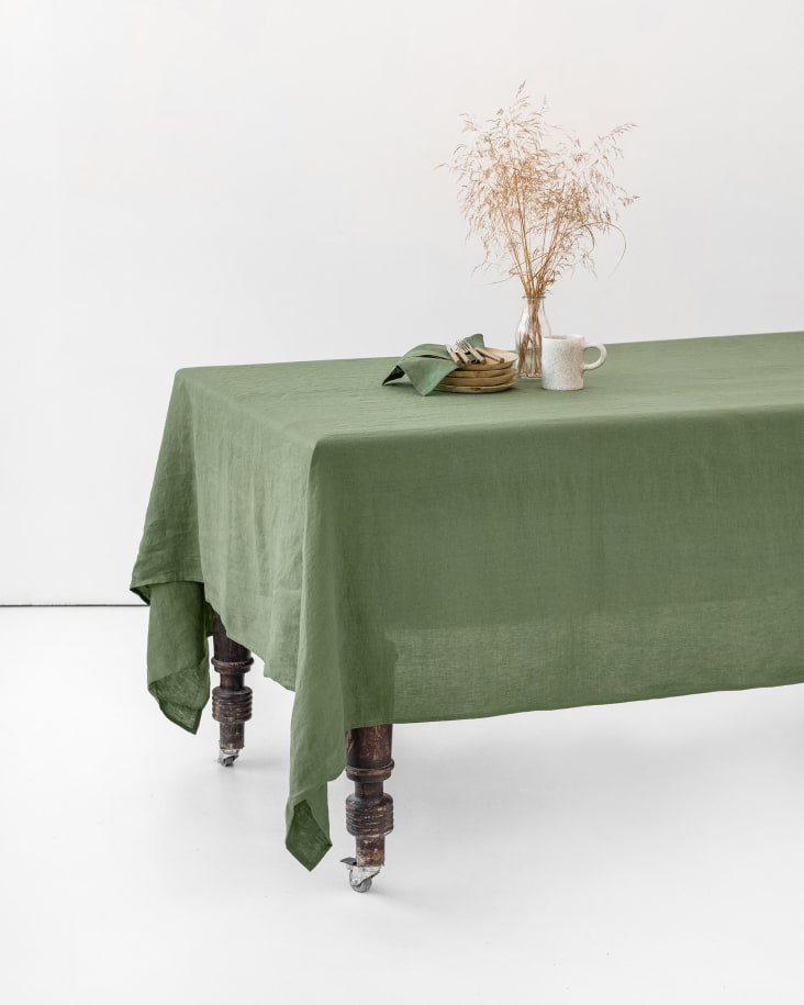 Tischdecke aus Leinen, Grün, 100x100 Monde | cm du Maisons