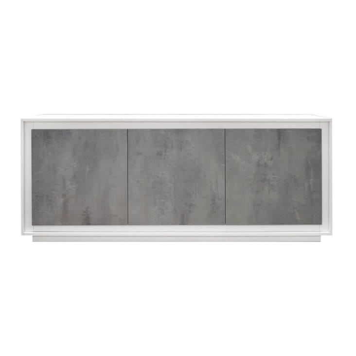 Credenza legno, finitura bianca, ante finitura grigio cemento, 180x50  LAMPEDUSA