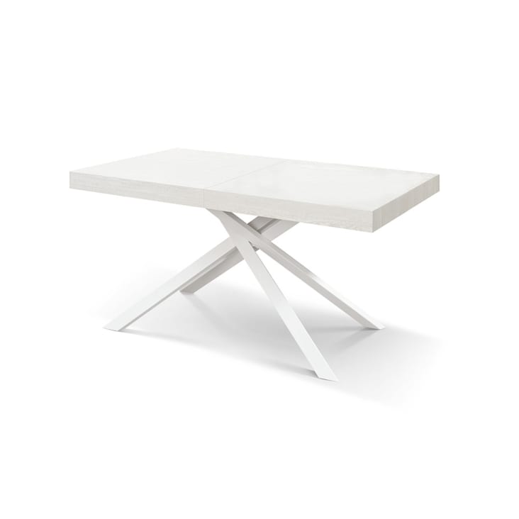Tavolo in legno, finitura bianca, base bianca, allungabile 140x90 FORTE DEI  MARMI