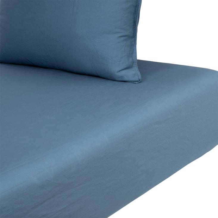 Drap housse Bleu marine 180 x 200 cm / 100% coton / 57 fils/cm² King size