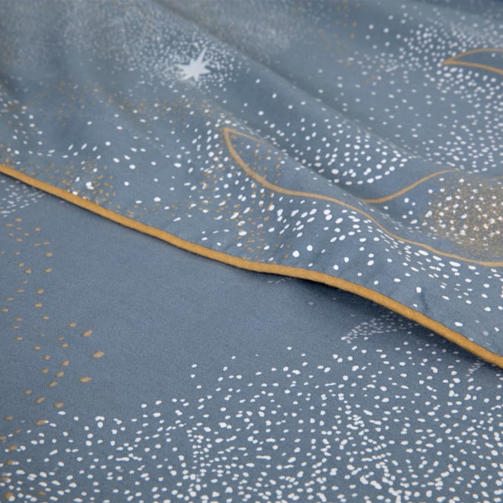 Drap plat en satin de coton lavé bleu 270 x 300 cm POSIDONIE