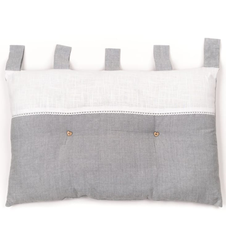 Tête de lit coussin en coton gris 45x70 CHARME