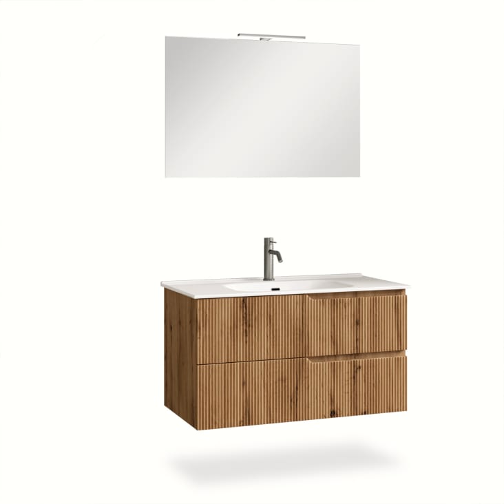 Mobiletto Per Bagno A Terra 30cm, Anta+cassetto Quercia Bianco