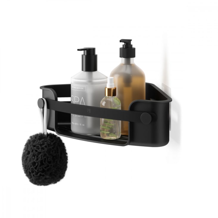 Etagère de douche en coin pvc noir Flex Maisons du Monde