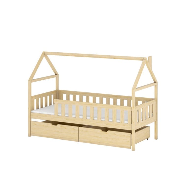 Estructura cama infantil y cajones madera pino negro 90x190 cm