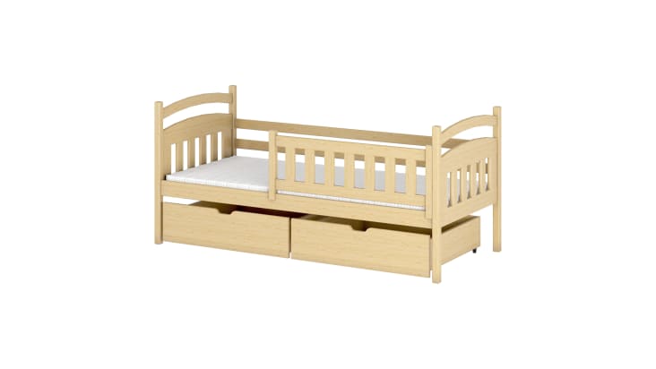 Estructura cama infantil y cajones madera pino negro 80x160 cm