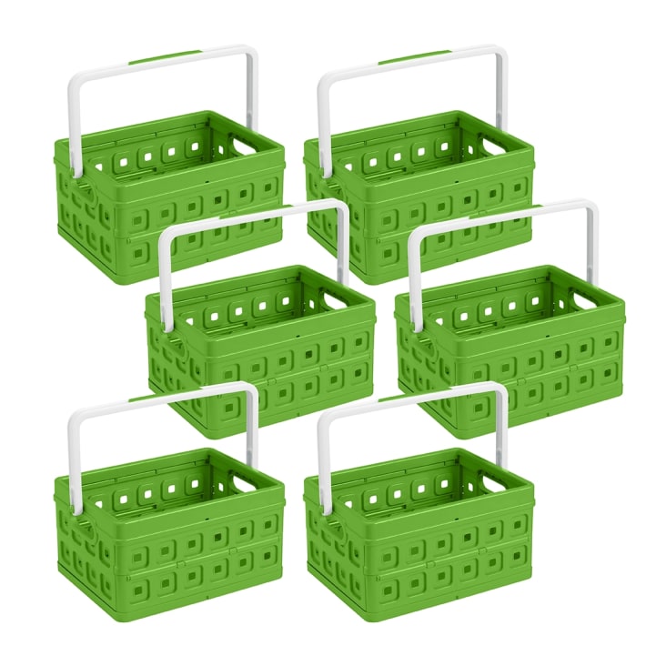6er-Set Klappboxen mit Griff, 24L, grün SQUARE