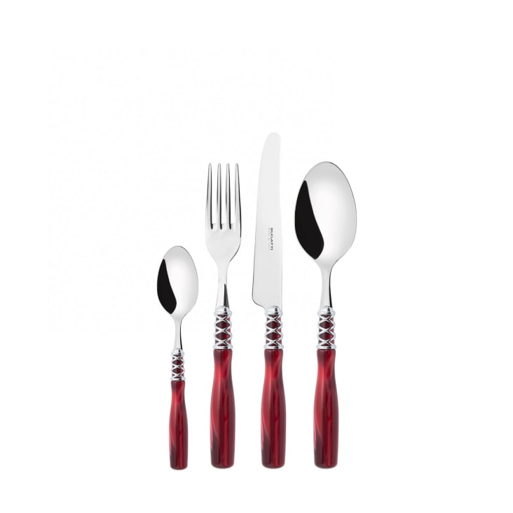 Set Posate 24pz rosso ghiera cromo ARIANNA