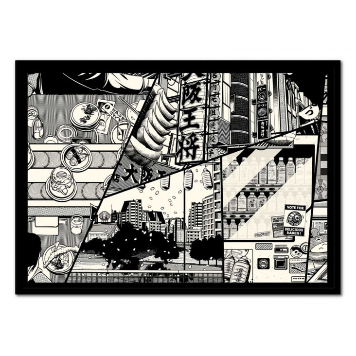 MANGA - Affiche d'art avec Cadre bois noir - 50 x 70 cm Paiheme