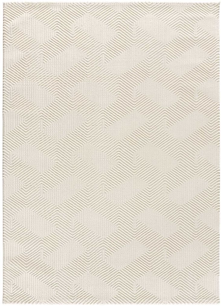 Tappeto lavabile con motivo geometrico in rilievo bianco, 200X290 cm SIGN