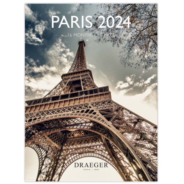 DRAEGER PARIS | Calendrier sur socle Chats 2024 |12 x 16,5 cm | Année 2024  | 7 langues | Calendrier décoration bureau mensuel| Socle en bambou 