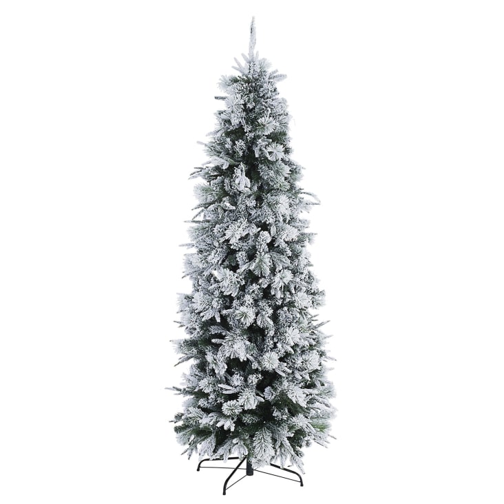 Albero innevato Slim in PE + PP + PVC + Flock, 210 cm DRESDA