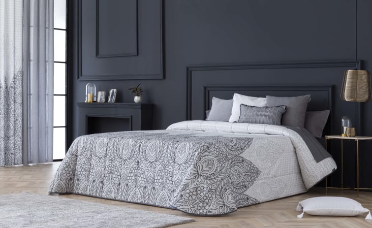 Colcha Edredón acolchada jacquard gris cama 150 (150x225+50 cm