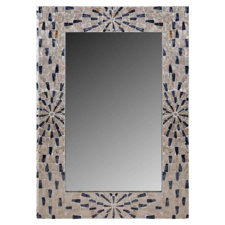 Espejo rectangular de madera acabado en capiz negro