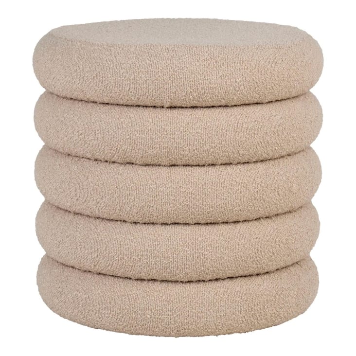 Puf Rond Beige Pouf coffre rond en tissu bouclette ø44cm - Beige Brooklyn | Maisons du ...
