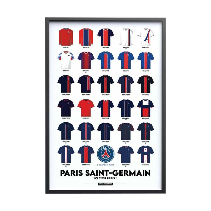 Affiche Football PSG - Maillots Historiques 40 x 60 cm FOOTBALL