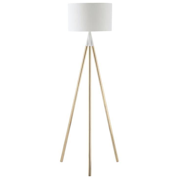 moderne Stehlampe Maisons Fassung du mit Monde | Weiß Metallfuß, Gold und E27
