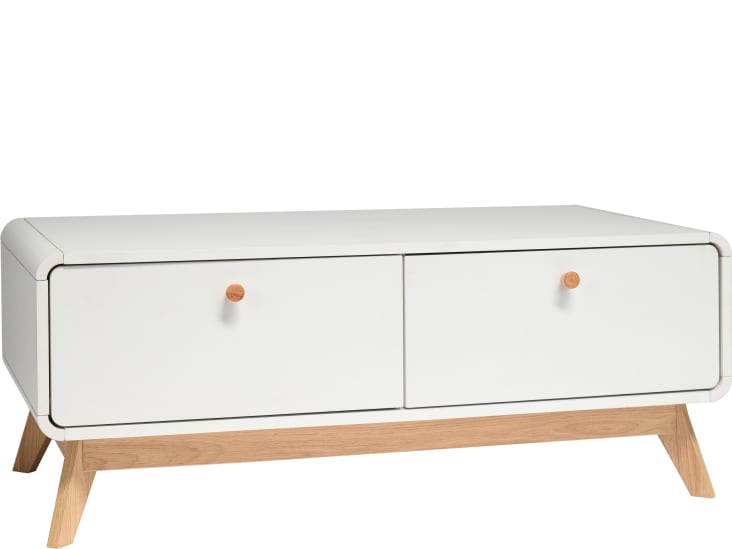 Credenza bassa con 2 cassetti in agglomerato bianco Cassie Maisons du