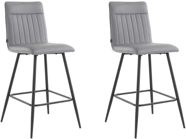 NEWBULIG Set di 2 sgabelli da bar con schienale, in pelle, per bar, bistro, caffetteria, cucina, sedia, altezza seduta 74 cm, colore nero