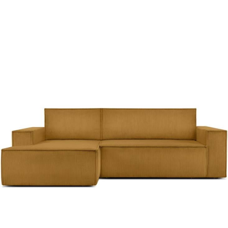 AXLIVING Ecksofa Lovere 314cm Gelb - Mit Schlaffunktion & Strukturstoff