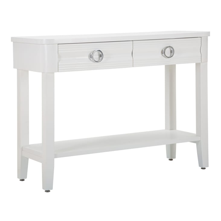 Console avec 2 tiroirs en bois blanc 110x40x82 cm Shine | Maisons du Monde