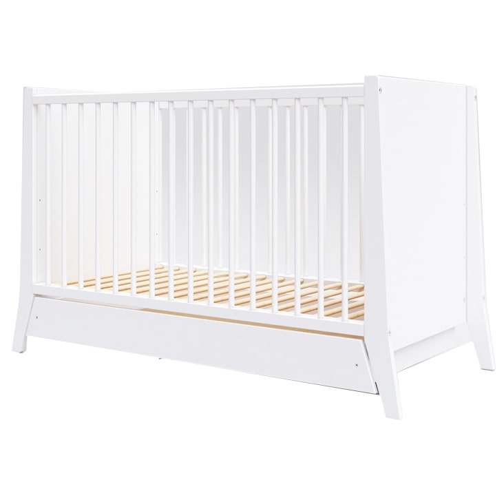 Lettino Neonato Con Materasso E Cassetto 120x60cm - Legno Pino Bianco, 0-3 Anni - Foto 4