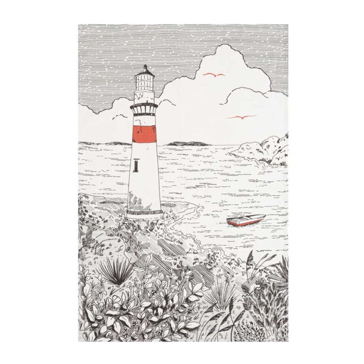 Torchon en m tis noir et blanc 50x75 Phare Maisons du Monde