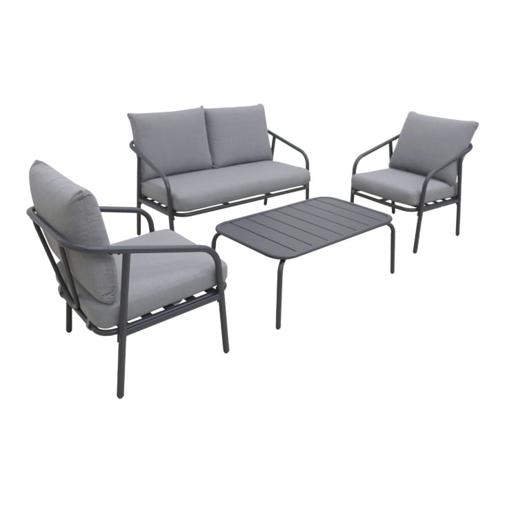 Set da giardino Sofia con struttura in metallo verniciato grigio antracite  - Caesaroo