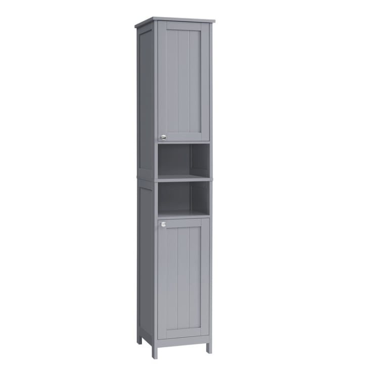 Armoire de salle de bain haute avec eclairage bois gris tourterelle