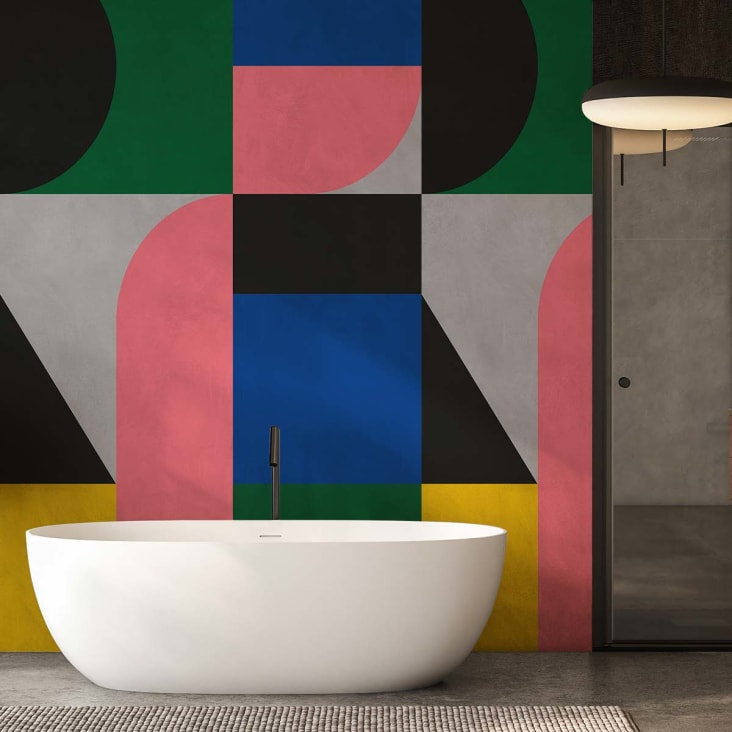 Carta Da Parati Geometrica Metallizzata Staccabile E - Foto 10