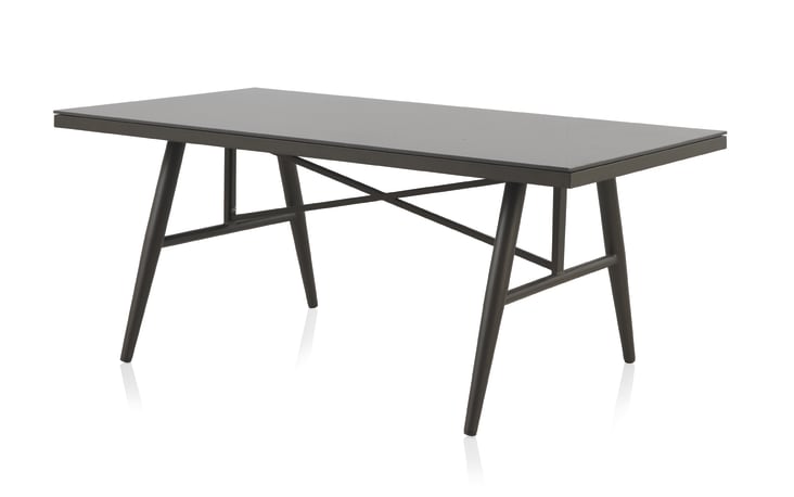 Table en aluminium marron et verre trempé effet pierre 180x100 cm