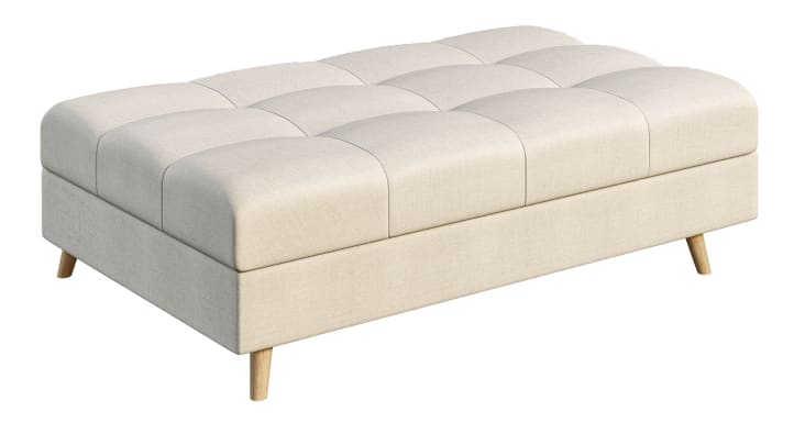 Fußhocker im skandinavischen Design aus Mikrofaser-Stoff, Ecru Luca ...