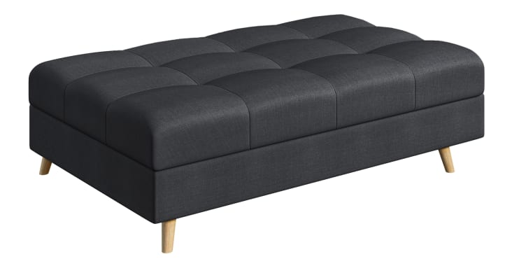 Fußhocker im skandinavischen Design aus Mikrofaser-Stoff, Anthrazit ...