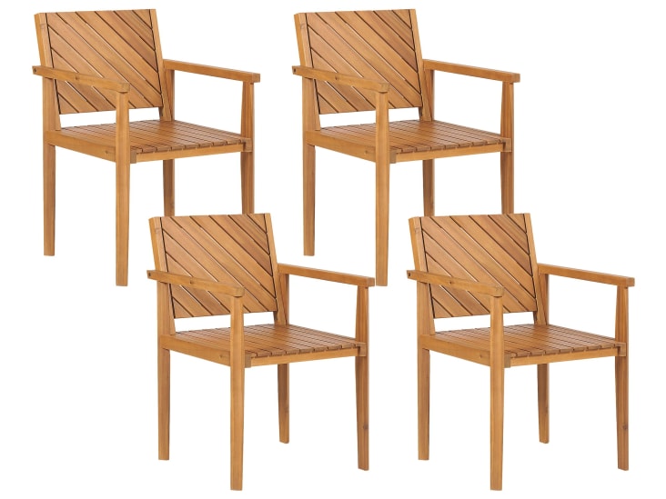 Set 4 sedie da giardino legno di acacia chiaro