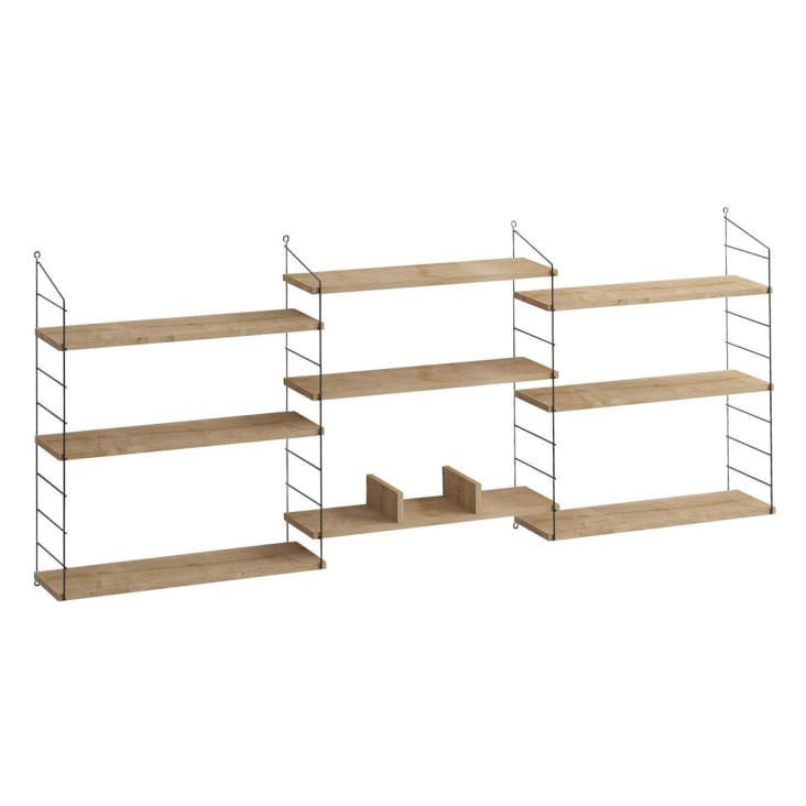 BGMG Mensole Sospese In Legno Massello: Set Da 2 Ripiani Rustic-chic Per Bagno, Cucina E Soggiorno, Lunghe 61 Cm, Rovere Dorato - 2