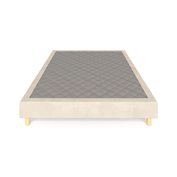Base de madera estilo nórdica tapizada en tejido beige 135x190 LUXE NORD