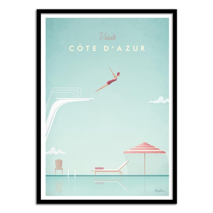 Affiche 30x40 cm et cadre noir - Visit Cote d'Azur - Henry Rivers Henry ...