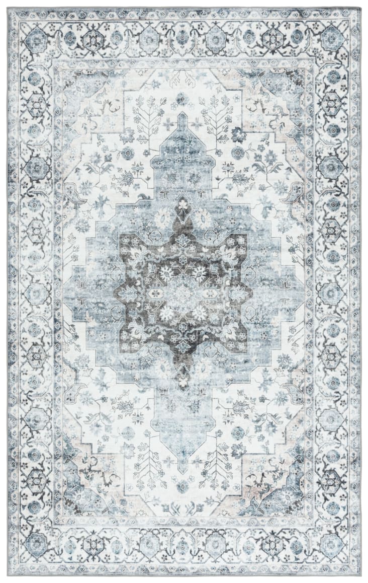 DEXI Florales Tapijt Woonkamer 152 x 244 cm, Anti-slip Zacht Vloerkleed, Korte Vacht Machinewasbaar Vloermat voor Slaapkamer, Eetkamer, Studeerkamer, Beige