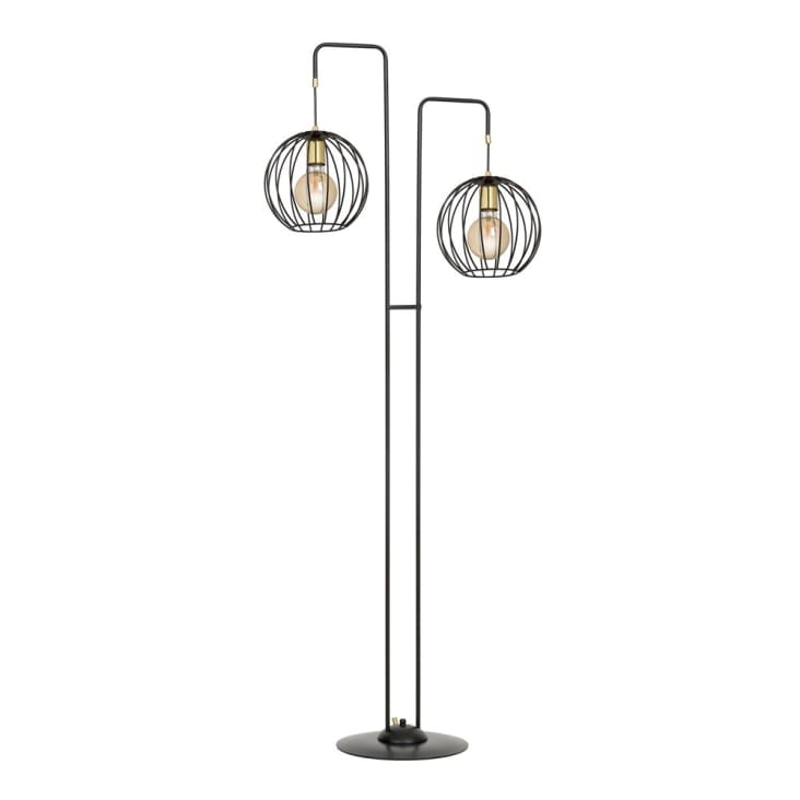 Lampada Da Terra Industriale In Metallo Nero E Oro - Design Vintage Con Testa Rotante 360° - Per Soggiorno, Camera Da Letto, Ufficio