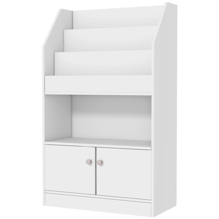 Libreria Per Bambini Relaxdays 60x58x45 Cm - Scaffale A 3 Ripiani MDF Con Decorazioni Nuvole, Per Cameretta, Bianco