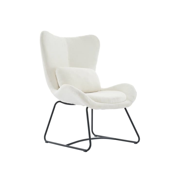 Fauteuil en tissu blanc et pied en m tal Nina Maisons du Monde