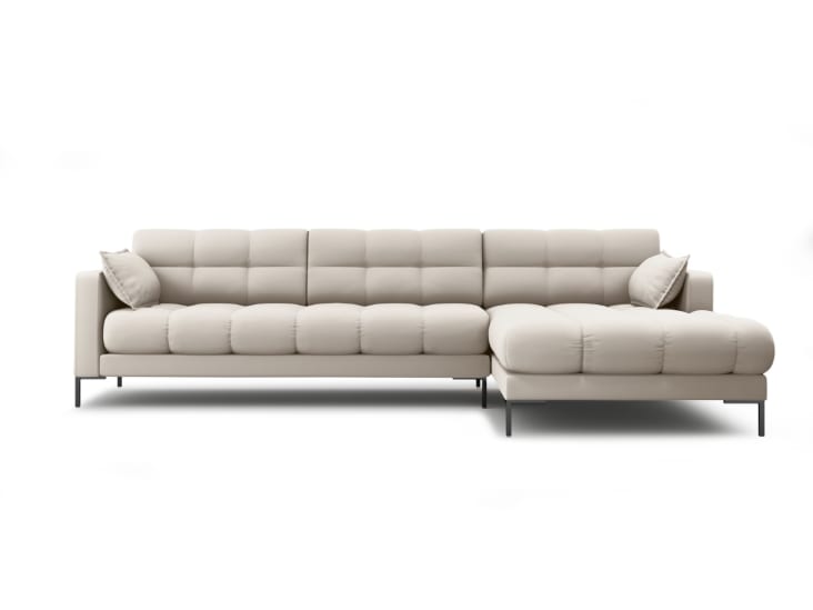 Divano Angolare Destro 5 Posti In Tessuto Strutturato Beige Chiaro Alexis M23126243