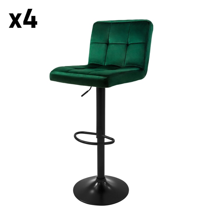 Sgabelli Da Bar In Tessuto Velluto Blu Petrolio E Metallo Nero H65 Cm Set Di 2 Holo