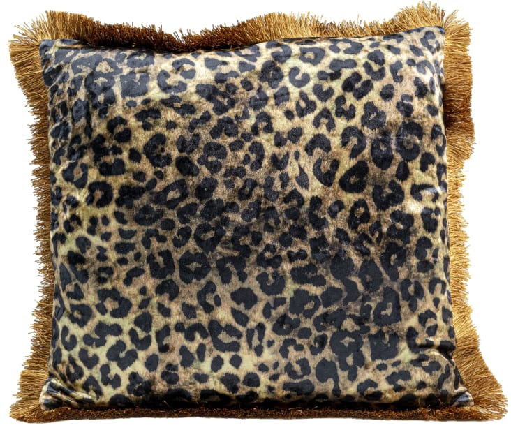 Cojín leopardo con flecos dorados 45x45cm Leo fringe Maisons du Monde