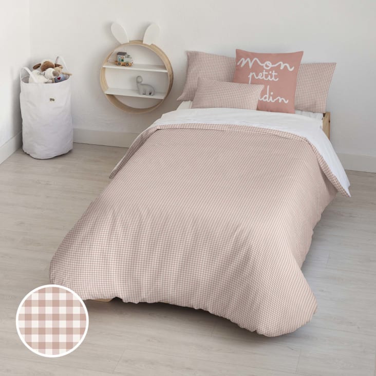 Funda nordica 100 algodon multicolor 105 180x220 cm Vichy rosa Maisons du Monde