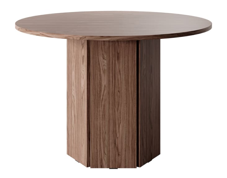 Table à manger ronde aspect bois de noyer marron, 110x75 cm Hexa ...