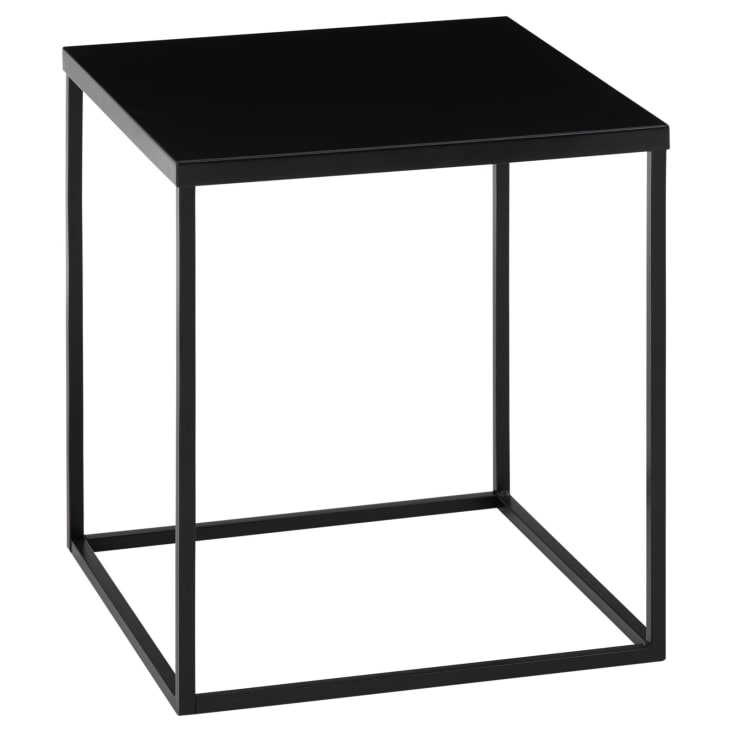 Table d'appoint avec plateau en métal laqué, noir Hilar | Maisons du Monde