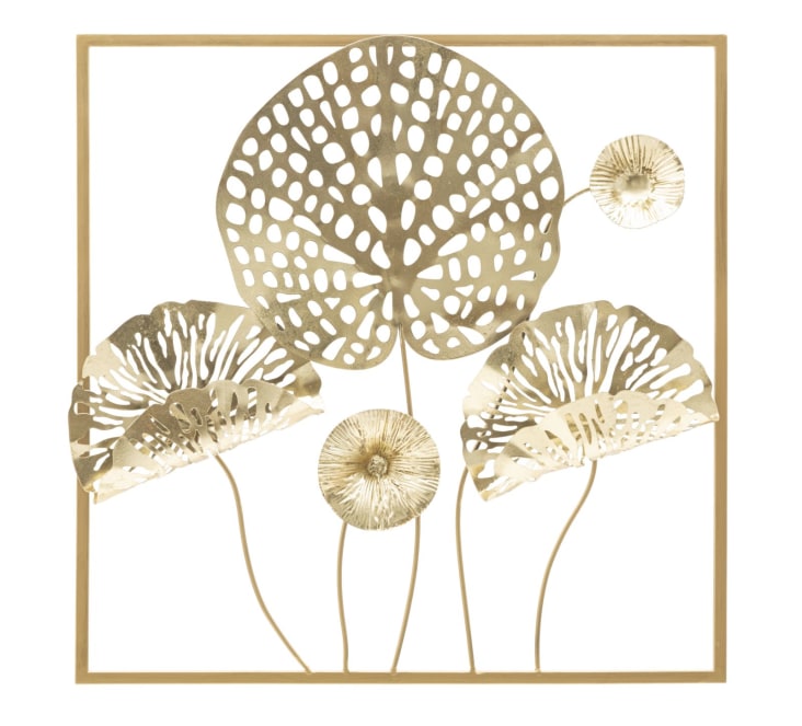 Panneau décoratif 3D fleurs et feuilles en métal doré 50x5x50 cm ...